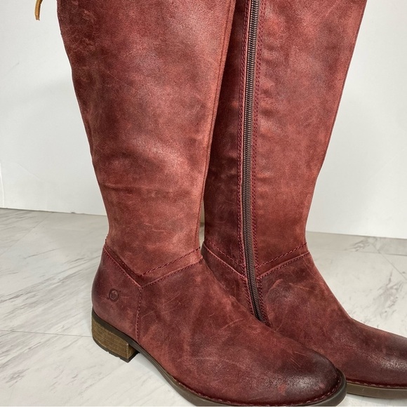 New! Born Hayden Red Distressed Suede Tall Boot 6 1/2 M - Picture 10 of 14